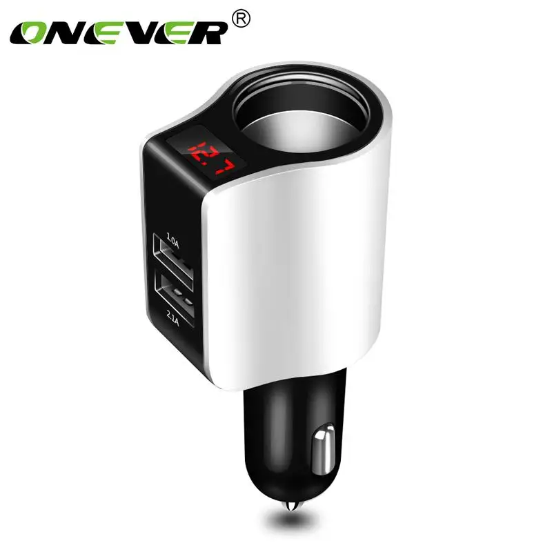

Dual USB Car Charger Adapter 3.1A Digital LED Voltage Display Car Cigarette Lighter Socket Splitter Car Charger For Phone Tablet