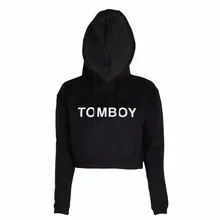 2019 new spring fashion Hoodies Women Hoodies TOMBOY Letters Print Sweatshirt Crop Sportswear Crew Neck Cotton Clothes crew neck crop sweatshirt