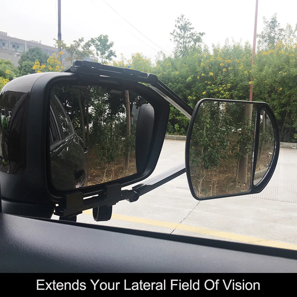 

Trailer Towing Dual Mirror Adjustable Universal Clip-on Trailer Wing Mirror Extension Towing Mirror Glass for Car Caravan