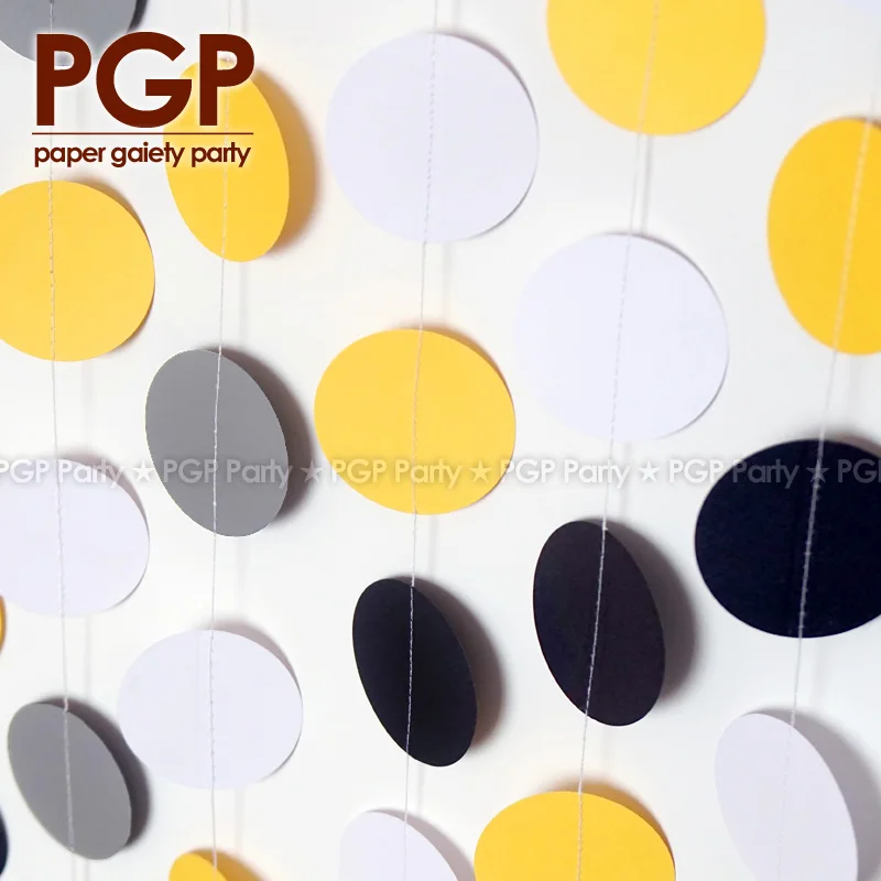 

[PGP] Yellow Black Paper Circle Garland, Busy Bumble Honey Bee Batman Autumn Kids Girls Boys 1st Birthday Baby Party Decoration
