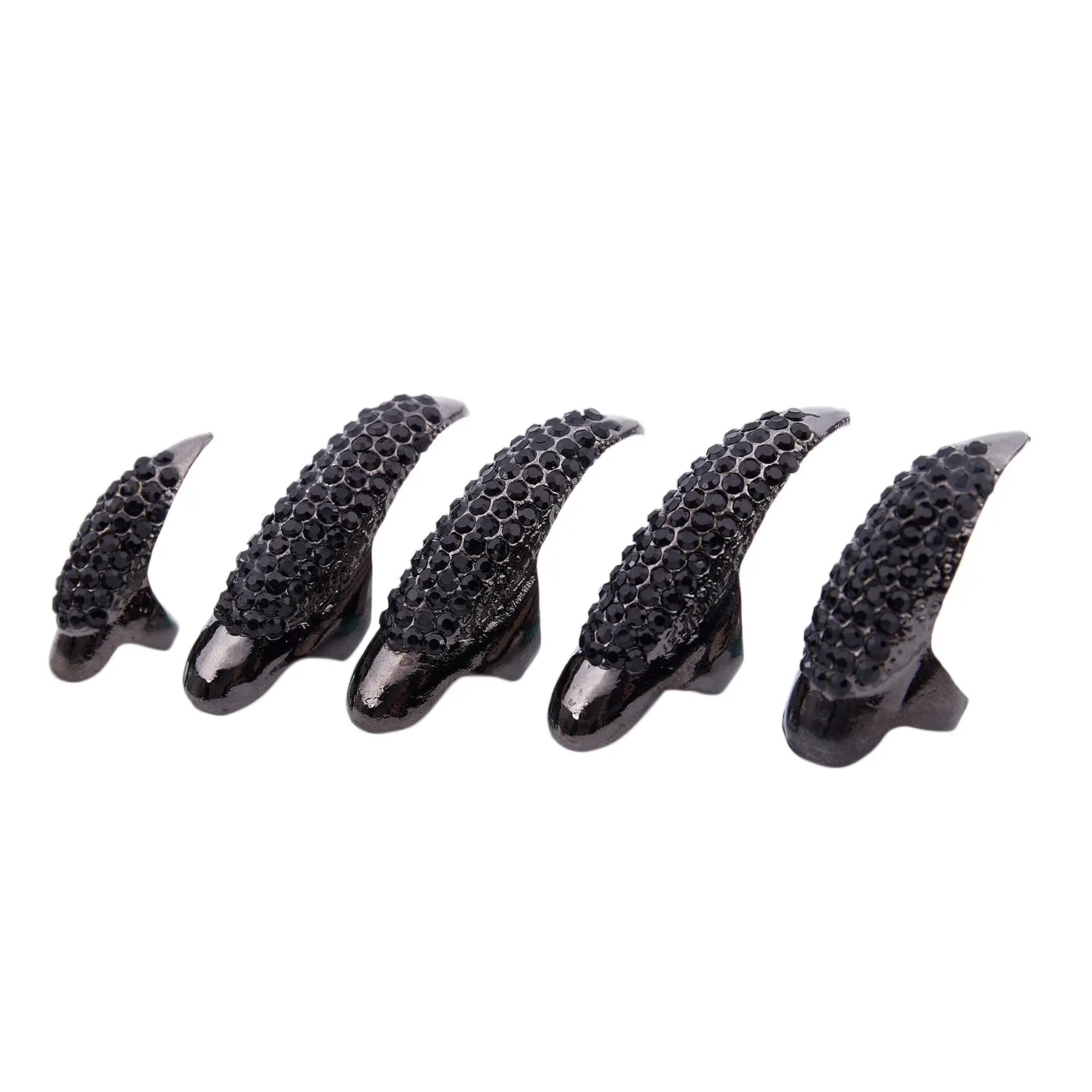 

10Pcs/Set Diy Jewelry Punk Style Paved Paw Bend Fingertip Finger Claw Ring Set Fake False Nails Set