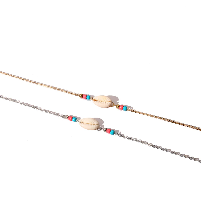 Cowrie ожерелье с подвеской ракушка чокер ошейник зелеными красными бусинами