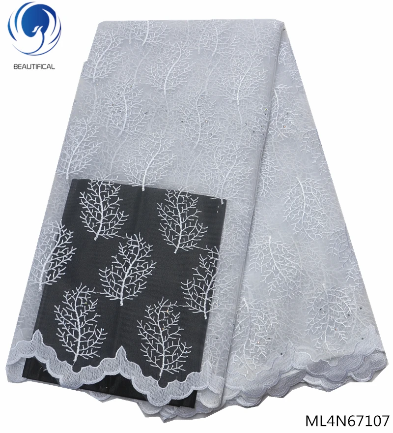 

Beautifical white lace fabric wholesale white bridal lace fabric french lace african materials 5yards/lot design new ML4N671