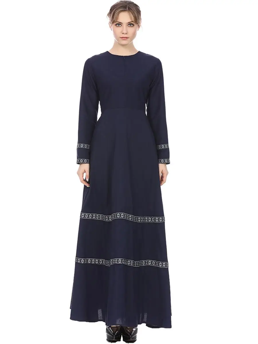 Мусульманское женское Макси платье abaya в этническом стиле пэчворк с цветочным