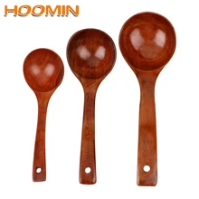 HOOMIN кухонные инструменты для приготовления пищи натуральные деревянные столовые приборы здоровые экологически чистые длинные ручки ложка для супа