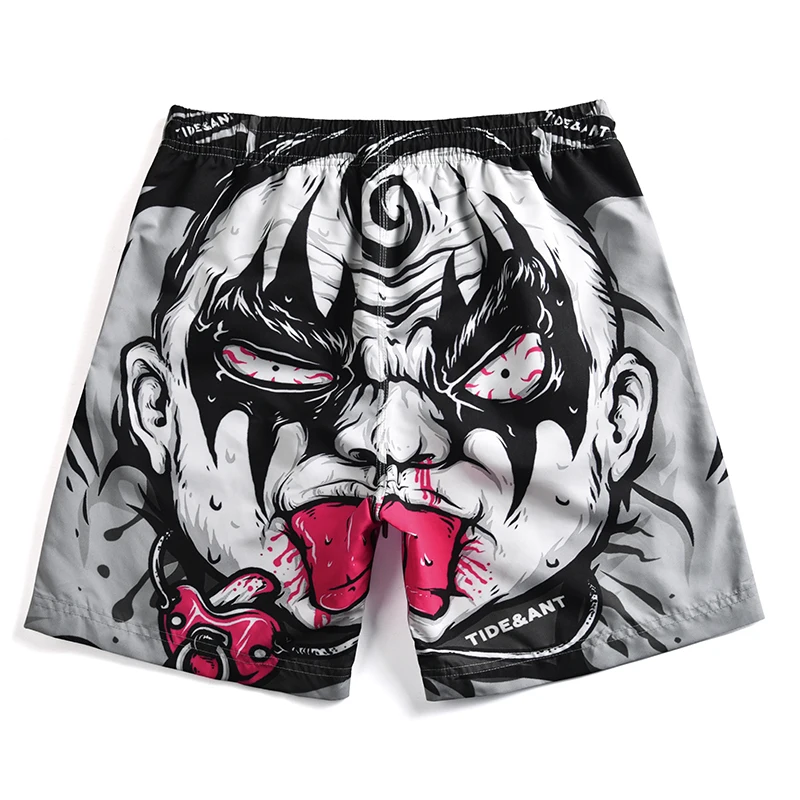 

New Men's Evil Spirit Printed Board Shorts Quick Dry Swim Shorts Man Loose Surfing Boardshorts Beach Pants Bermuda Swimwear 4XL
