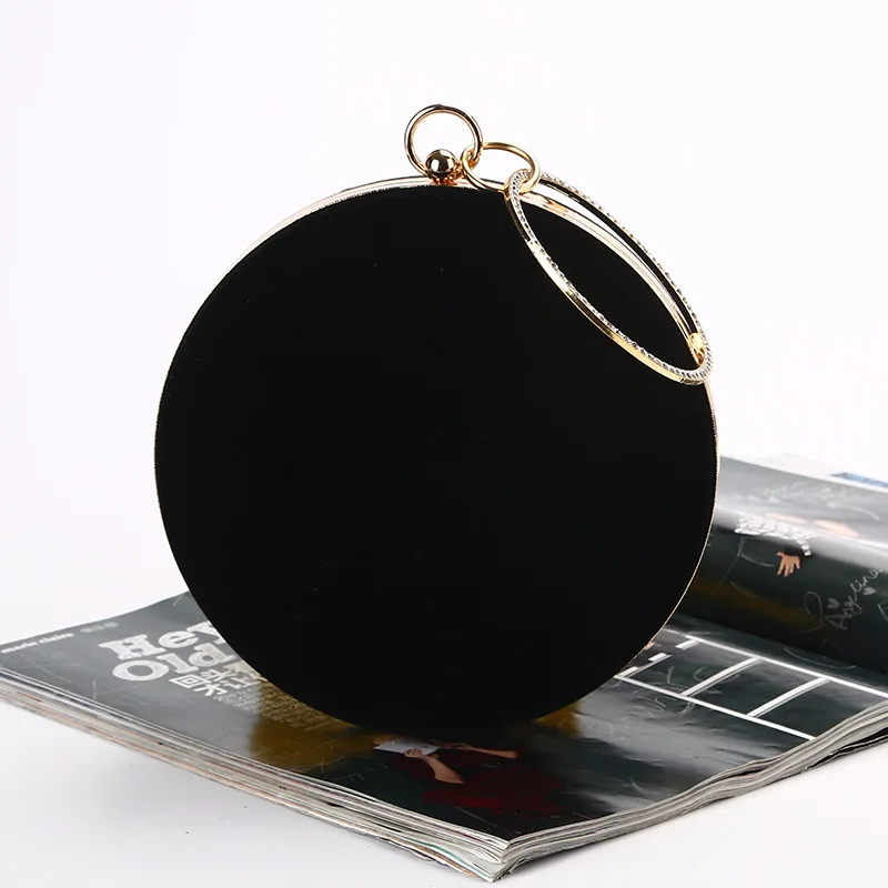 

Yicana 2018 spring new style Velour evening bag Black Minaudiere