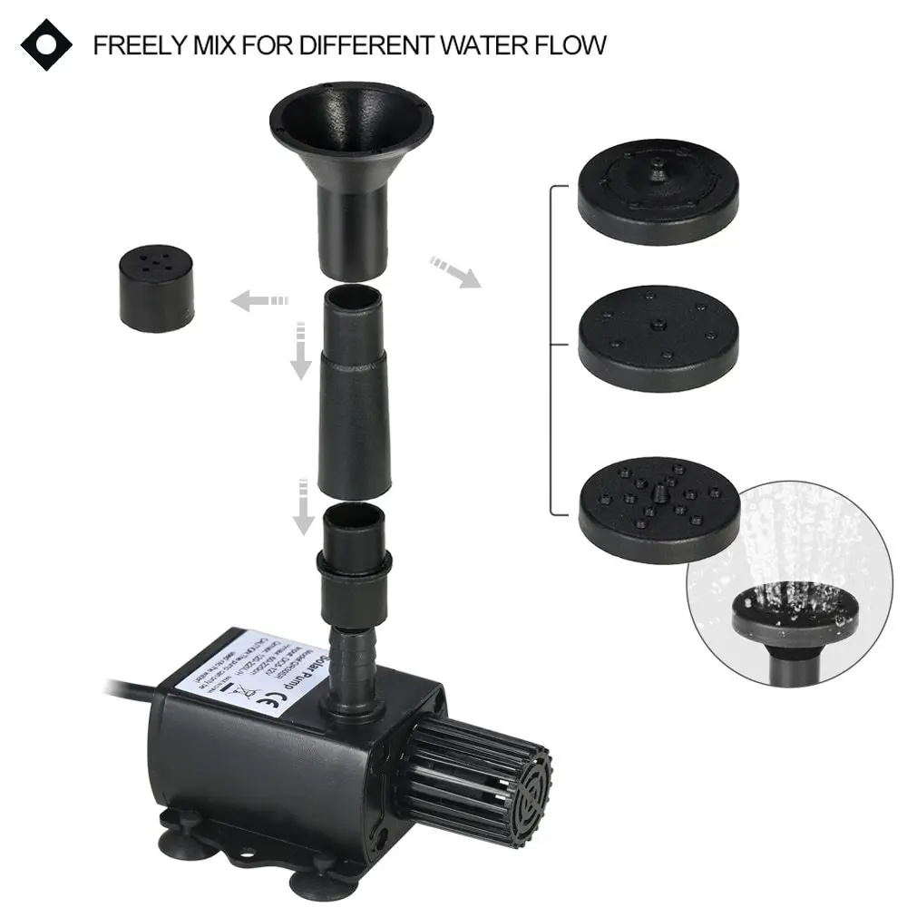 

9V 1.5W/2W/3W Water Pump Solar Panel Solar Powered Fountain Submersible Brushless Water Pumps Kit for Bird Bath Pond Pull Garden
