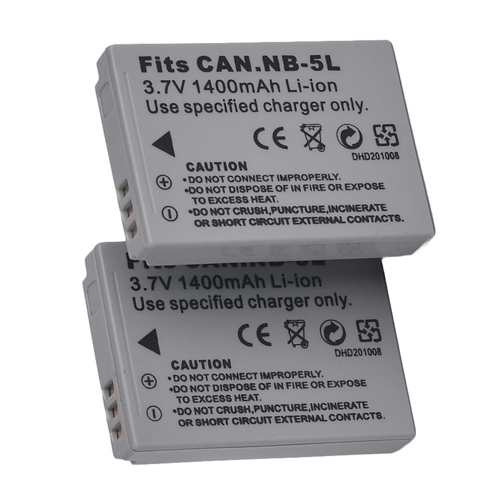 2x 3.7V 1100mAh Replacement NB 5L Battery Pack for Canon Powershot S100