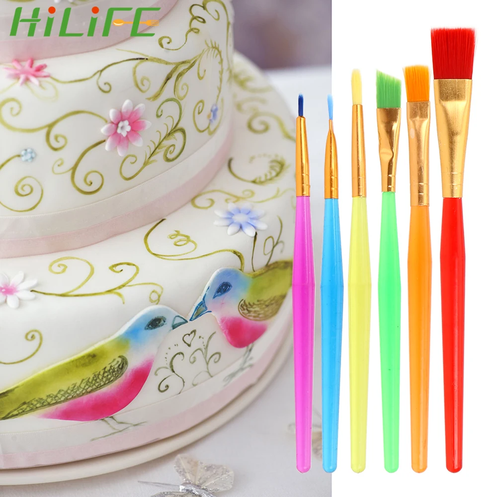 

HILIFE 6pcs/set Cake Dessert Decorating Pen Fondant Cake Sugar Decor Tool Set for Drawing Cake Painting Brush