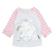 New Arrival Baby Girls Print Pink Bunny Rabbit Cute Striped Cotton Boutique Top T-shirt Children Clothes White Ruffles New Arrival Baby Girls Print Pink Bunny Rabbit Cute Striped Cotton Boutique Top T-shirt Children Clothes White Ruffles