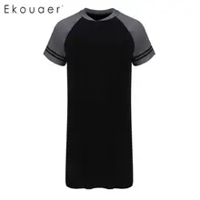Ekouaer, мужские пижамы, мягкие ночные рубашки, ночная рубашка с коротким рукавом, свободная длинная рубашка для сна, Мужская пижама, домашняя одежда размера плюс