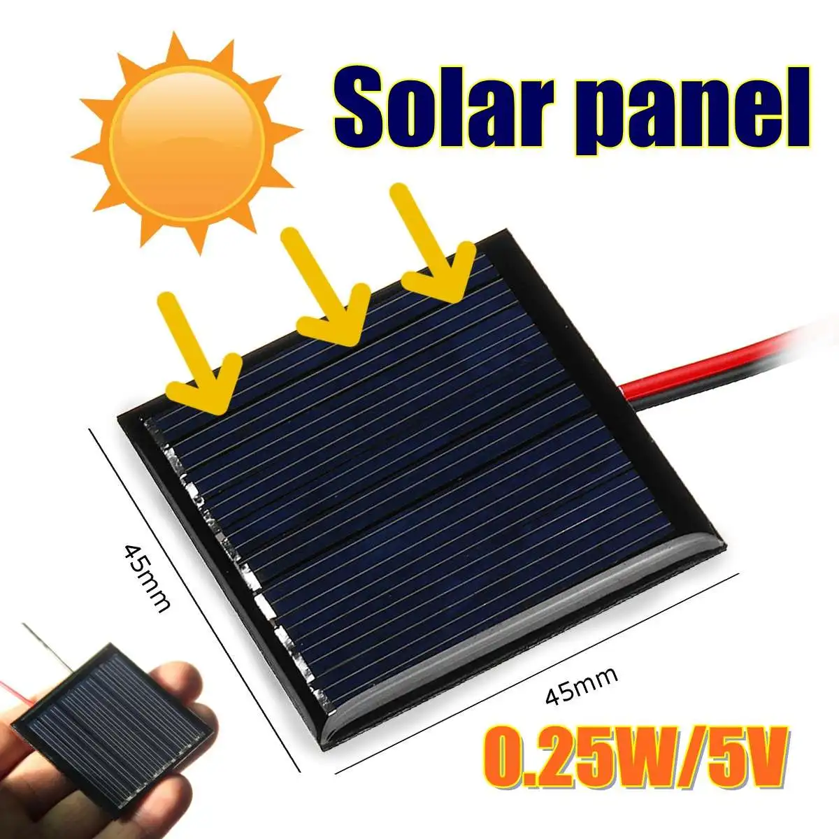 CLAITE солнечная панель DIY 0,25 Вт 5 в 45*45 мм с проводом мини поликремниевая Кремниевая эпоксидная доска мини-модели с питанием от батареи высокого качества