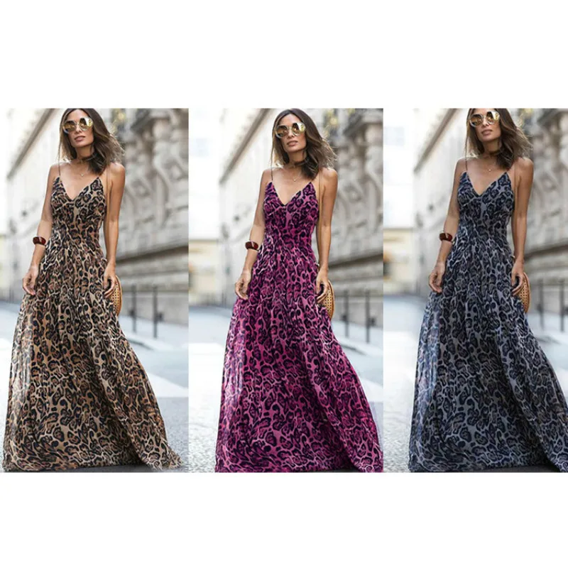 

Try Everything Strapless Sexy Leopard Dress Women Print Long Boho Beach Dress Summer Spring 2019 Backless Fashion Ladies Dresses