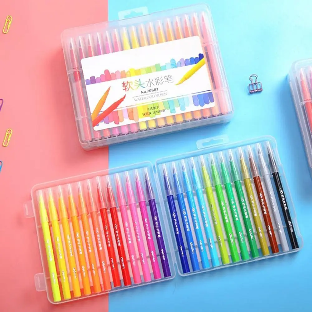 

12/24/36 Colors Washable Painting Soft Head Watercolor Marking Art Pen Highlighter School Students Stationery Supplies