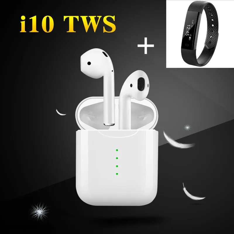 

i10 Tws Wireless Bluetooth 5.0 Earbuds Earphone Auto Turn On/off Wireless Charging with Mic Charging Box For Android iPhone iPad
