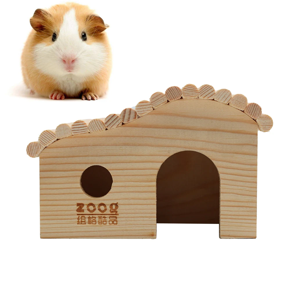 

1Pc Pet House Wooden Nontoxic Small Solid Durable Cute Pet House Cottage Nest for Hamster Pets Mice