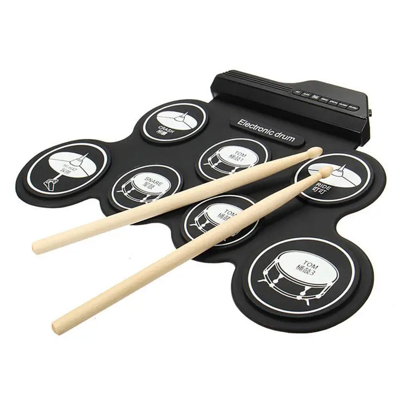 

Portable Electronic Drum Digital USB 7 Pads Roll Up Drums Set Silicone Electric Drum Pad Kit Practice Drum Percussion Instrument