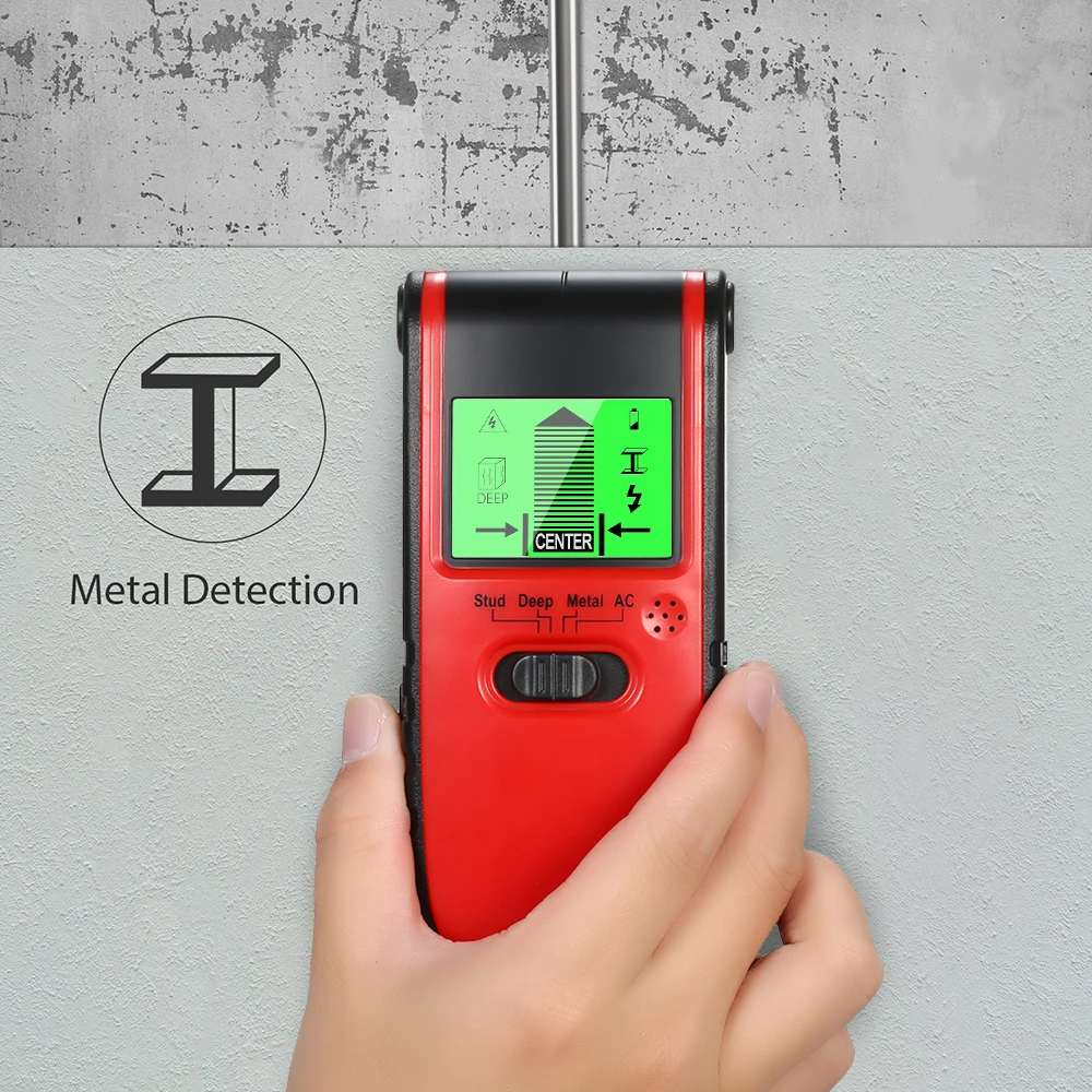 

4 in 1 Stud Finder Wall Detector Wiring AC Cable Live Wire Scanner Wall Center Sensor Digital Wood Center Metal Rebar Detection