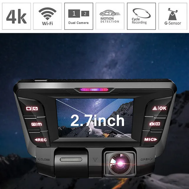 Cheap Wifi Car DVR Camera Video Recorder 2.7inch 16:9 TFT TF Card 1080P 4K HD-Hidden Dash Cam Dual Lens 16-128GB Loop Record G-Sensor