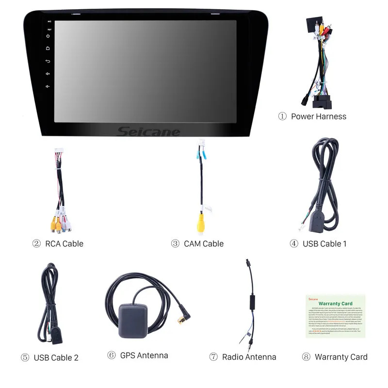 Cheap Seicane Android 8.1/9.0 10.1 inch HD 1024*600 Car Radio For 2015 2016 2017 SKODA Octavia (UV) GPS Navi Support DVR OBD2 SWC 3