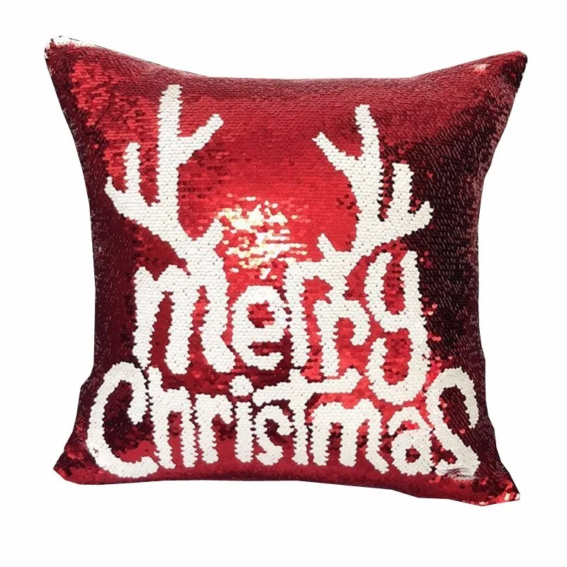 

Magical Shining Christmas Deer Snowflake Cushion Cover with Sequins Throw Pillow Case Cover for Seat Car 40x40cm Christmas Gift