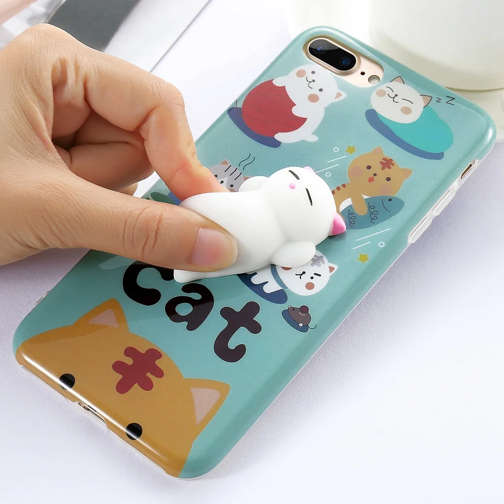 

KISSCASE 3D Cat Cartoon Case For iPhone 8 7 6s 6 Plus 5S 5 Funny Doll Stress Reliever Hard Plastic Cover Cases For iPhone X 10 7