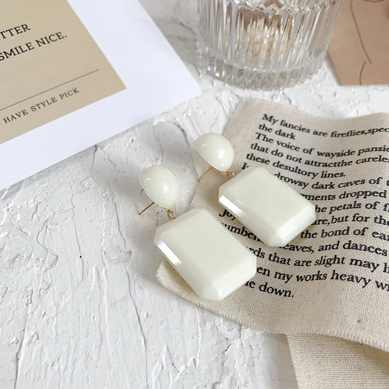 

Imple Acrylic Geometric Square Earrings For Women White Statement Drop Earring Brincos