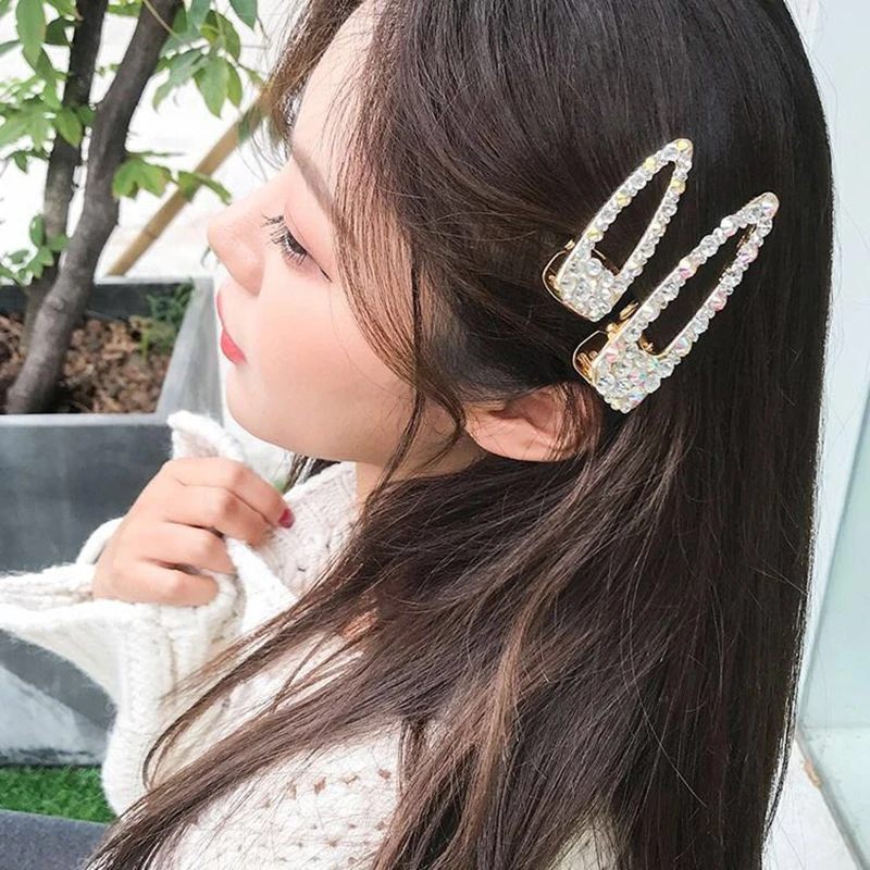 Стиль металлический женский зажим для волос в виде утконоса Корейская супер заколка для волос с кристаллами модная простая боковая заколка