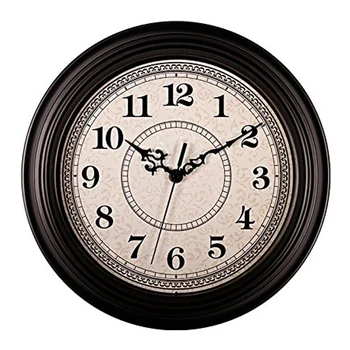 

Silent Non-ticking Round Contemprary Antique Wall Clocks (12 Inches) Decorative Vintage Style,Black