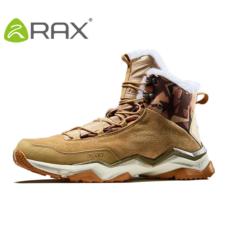 

RAX Men Waterproof Hiking Snow Boots Anti-slip Outdoor Trekking Shoes Lightweight Warm Fur Lining Hiking Boots Men Comfortable