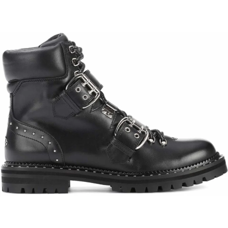 red Fermoir Bottes Femmes Black Hiver 2018 Véritable Cheville Pour black De Cuir En Métal Cravate Mode Locomotive Rivet Chaussures Luxe H0wz0