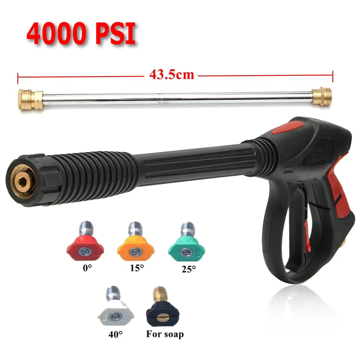

4000psi M22 High Pressure Spray Guns Spraying Washer Extension Wand Nozzles Tips Cleaning Tool for Car Home Floors Walls + 5xTip