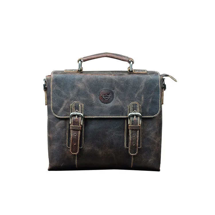 

Top Grade Male Men's Vintage Real Crazy Horse Leather Briefcase Messenger Shoulder Portfolio Laptop Bag Case Office Handbag