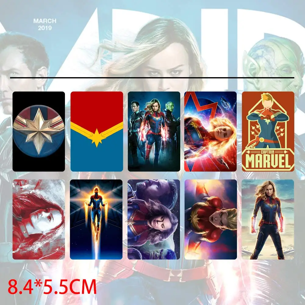 

10pcs/set Captain Marvel Card Stickers Waterproof Sticker DIY Decoration Gift Credit Bank Bus Card Stickers Stationery Sticker
