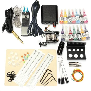 

Professional Tattoo Machine Kit Tattoo Supplies Complete Tattoo Set With 14 Bottles Of Ink For Tattoo Lining & Shading US Plug