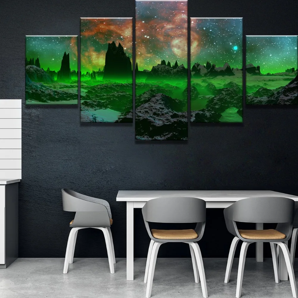 

5 Piece HD Print Large Alien Starry Sky Planet Cuadros Decoracion Paintings on Canvas Wall Art for Home Decorations Wall Decor