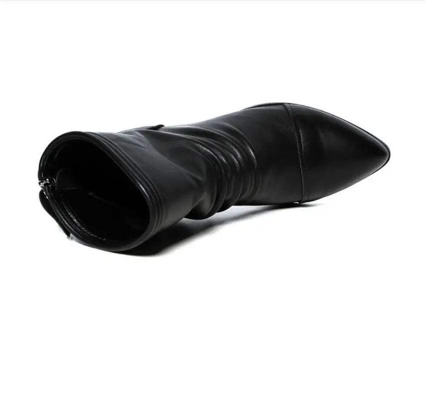 Black Martin Ocasionales Tobillo Señaló De Mujer Planos Muje Para Tamaño Botas Cremallera Plus Pu Zapatos wqA6MWWnP1