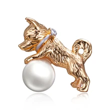 Rinhoo banquete esmalte cão broches liga de alta qualidade ternos camisola chapéu animal broche pinos cachecol fivela