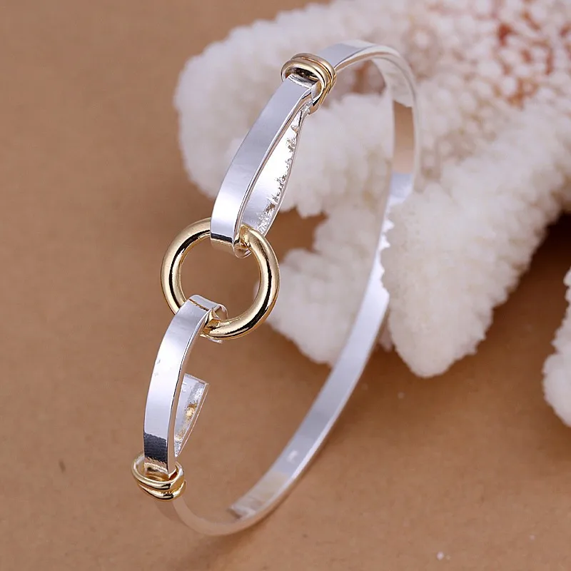 

Wholesale 925 Sterling Solid Silver Jewelry Gold O Bangles Bracelet K083