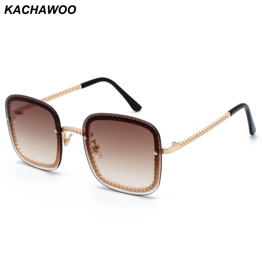

Kachawoo Trend 2019 Women Sunglasses Retro Rimless Ladies Sun Glasses Square Metal Fashionable Summer Beach Accessories