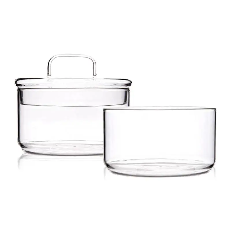

Stackable Heat Resistant Glass Bowl Transparent Salad Bowl Innovative Dessert Fruit Box With Lid Grain Jar