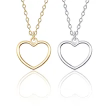 Colgantes geométricos minimalistas populares a la moda DIY huecos aleación Collar de corazón de amor joyería de regalo para niñas y niños Venta Directa
