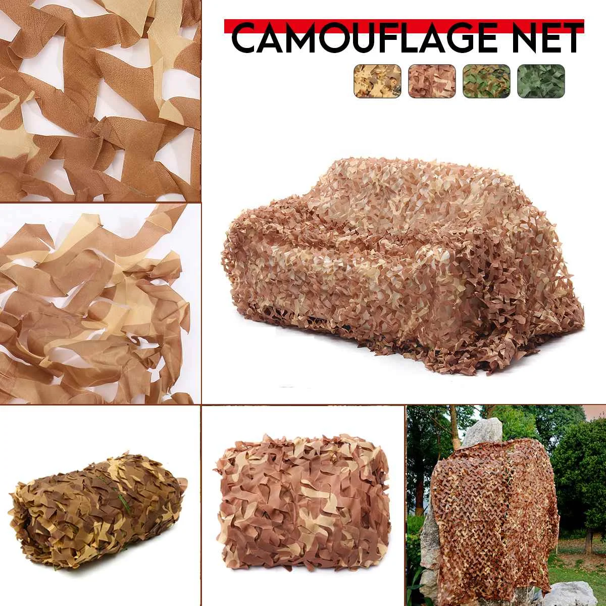 

3x3 3x4 3x5 3x6 4x6 150D 120g Polyester Oxford Fabric PET Fibre Camouflage Camo Net Netting Hunting Sun Shade Car Cover