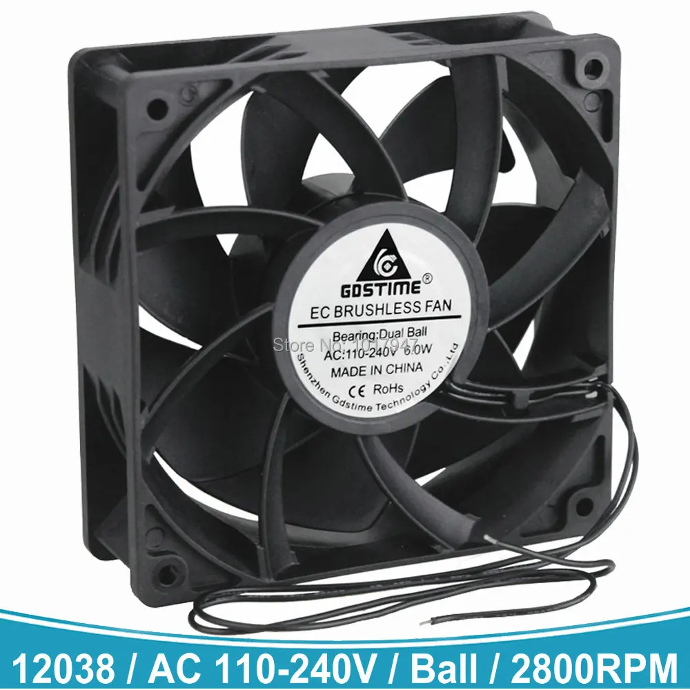 Comprar 1 Uds AC 110V 115V 120V 220V 240V radiador frío Fans 12cm 12038 bola CE sin escobillas ventilador de refrigeración 120mm 120mm x 38mm