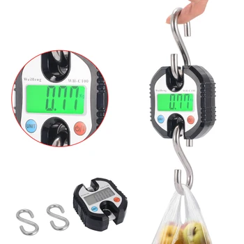 

150kg Portable LCD Digital Electronic Crane Scale with 2pcs Stainless Steel Hook Hanging Weight Crane Scales Weighing Balance
