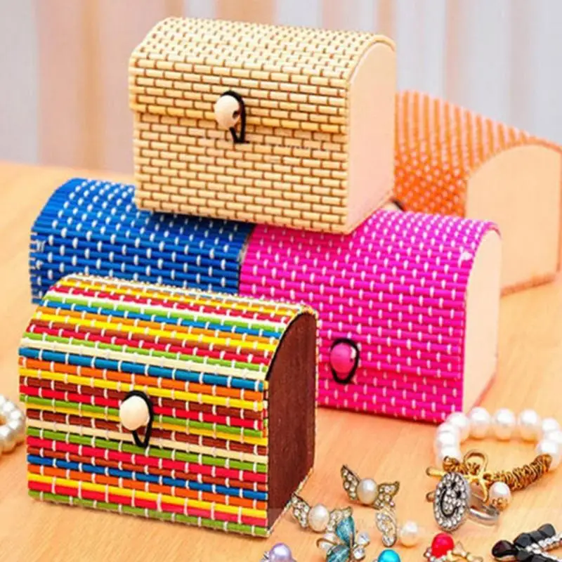 Модные ювелирные изделия коробка кольцо серьги цепочки и ожерелья дисплей бамбук деревянный корпус коробка для хранения ювелирных изделий