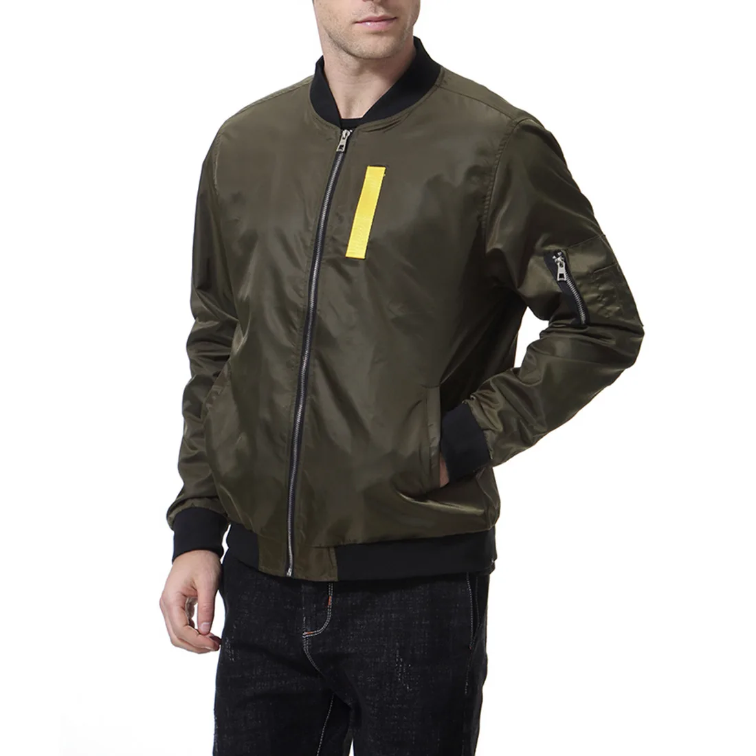 2019 New Autumn New Large Size Men's Collar Collar Color Ribbon Flying Suit Jacket Jacket Men's Baseball Uniform XY987