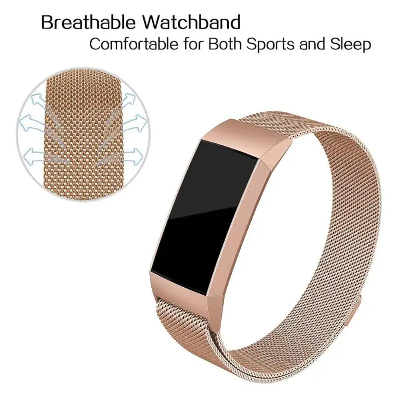 Миланская нержавеющая сталь Магнитная часовая полоса Ремешок для Fitbit Charge 3