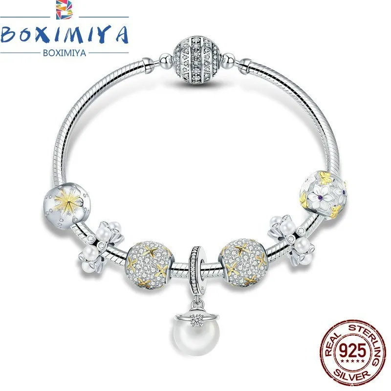 

2019 Original Hot Sale 100% 925 Sterling Silver Bracelet Diy Handmade Charm Bracelet For Women Boutique Pearl Jewelry
